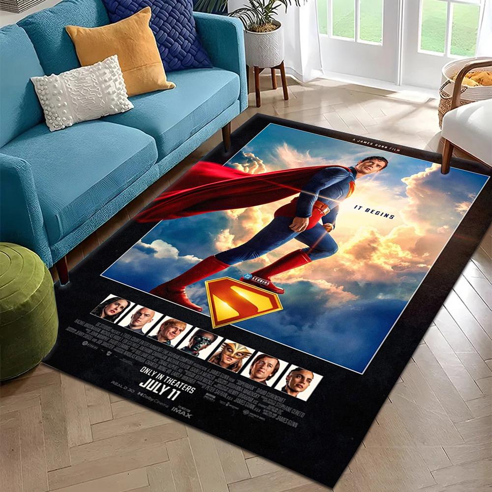 Popular Moive S-Superman Superhero Gift Carpet Rug for Bedroom Living Room Decor Sofa Home Kids Game Area Rug Non-slip Floor Mat