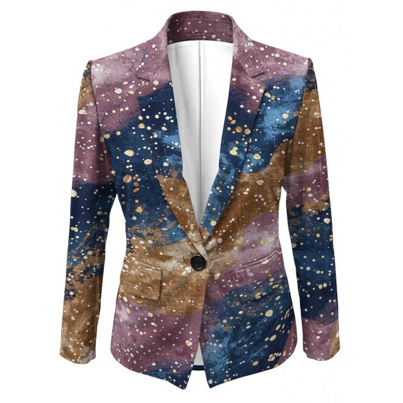 Womens Gradient Starry Sky Print Blazer Slim Fit Business Casual Jacket With Notched Lapel Single Button