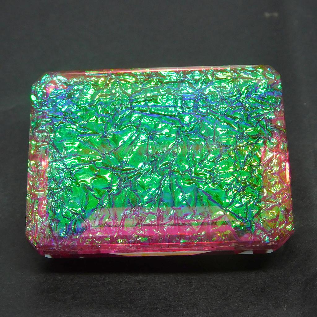 Lab-Created Emerald Cut 132.65 ct Multi-Color Ammolite Loose Gemstone for Jewelry Making and Crafts