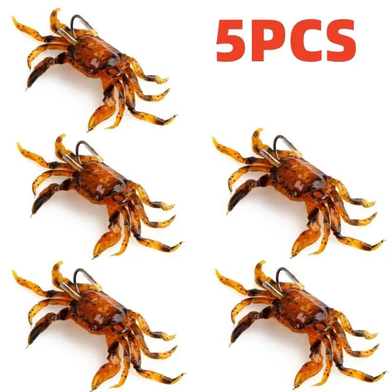 ALASICKA 5-10 pezzi 8/10 cm Esca Granchio Simulazione 3D Esca Granchio Artificiale Esca Morbida Persico Scorfano Merluzzo Amo da Pesca in Mare Attrezzatura Strumento