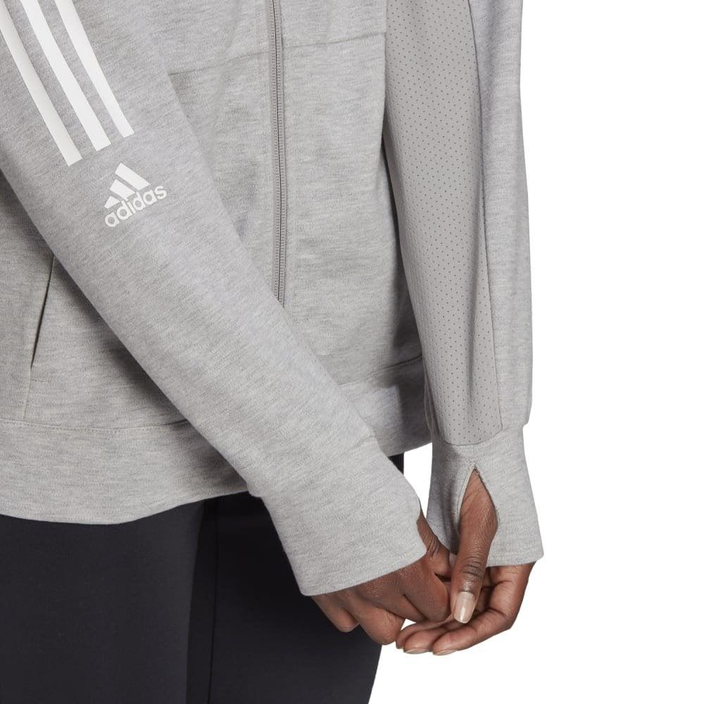 Adidas Logo Striped Hooded Zip Jacket Women Jacket Gray HD1736
