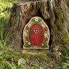 Fairy Gate for Tree Trunk Mini Wooden Door, 2D Flat Miniature Garden DIY Craft, Dollhouse Accessory, Wall Terrarium Decor Exquisite Ornament