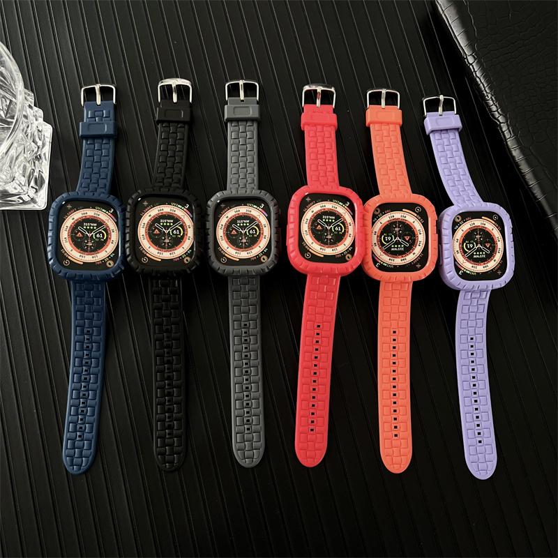 Silicone Watch Strap+Case for Apple Watch Ultra Band 49mm 45mm 41mm 44mm 40mm Sport Bracelet Cover Bumper iWatch 9 8 Se 7 6 5 4