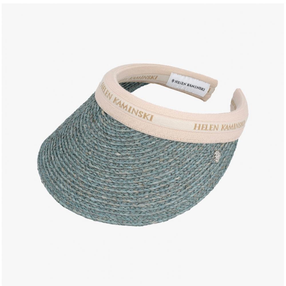 Helen Kaminski Bianca Sea Glass Natural Logo Visor Sun Cap Hat50265