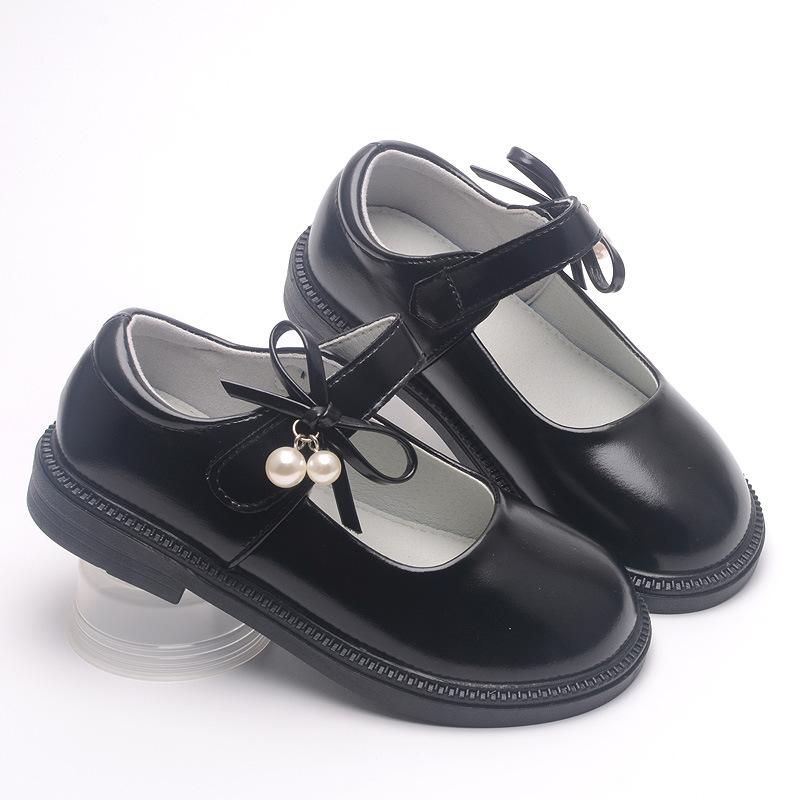 

Children s leather shoes, princess shoes, spring and autumn genuine leather black single shoes, beige girls student school performance dress shoes 26Code/16.7cm матовый черный