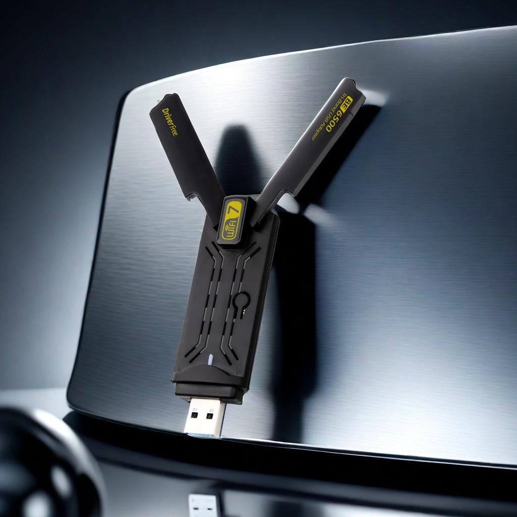 WiFi 7 Tri-Band BE6500 Desktop & Laptop USB Wireless Gaming Network Card, 6500M, Driver-Free.