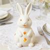 Easter Bunny Candle Holder Cute Bunny Resin Statue with LED Light White Bunny Figurine Rustic Table Centerpiece for Home Spring Decor