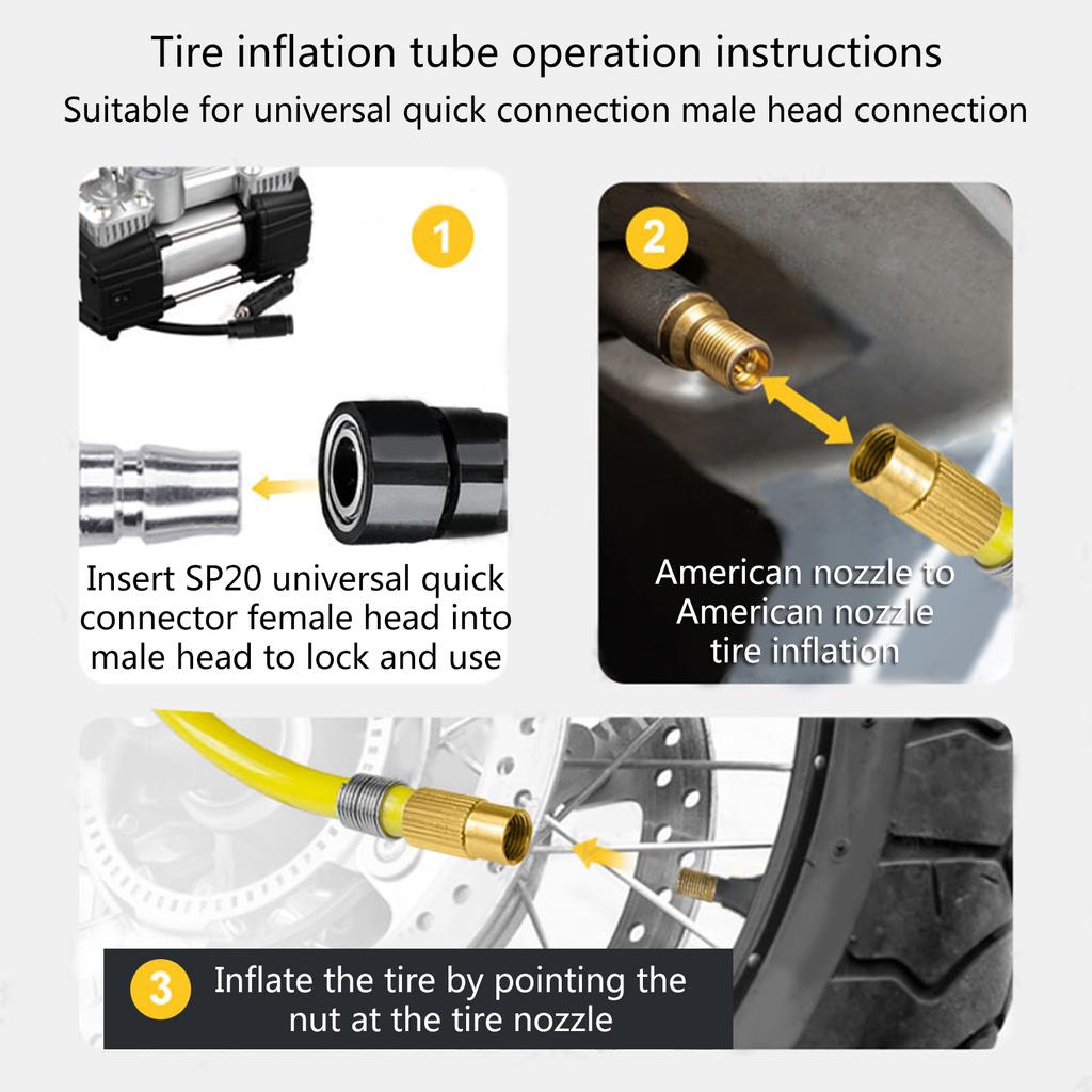 Tire Inflation Hose Universal Pump Extension Tube Heavy Duty Air Inflator Connector Flexible Tire Air Compressor Hose