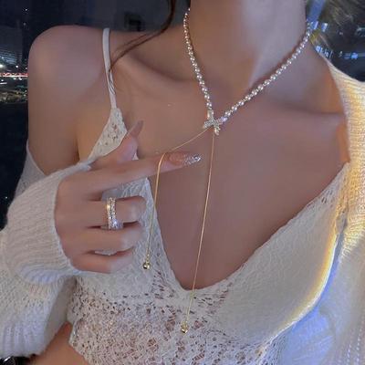 Nový náhrdelník s perlovým řetízkem s dlouhým střapcem pro ženy Stylový náhrdelník na míru Svatební šperky Dárky k narozeninám