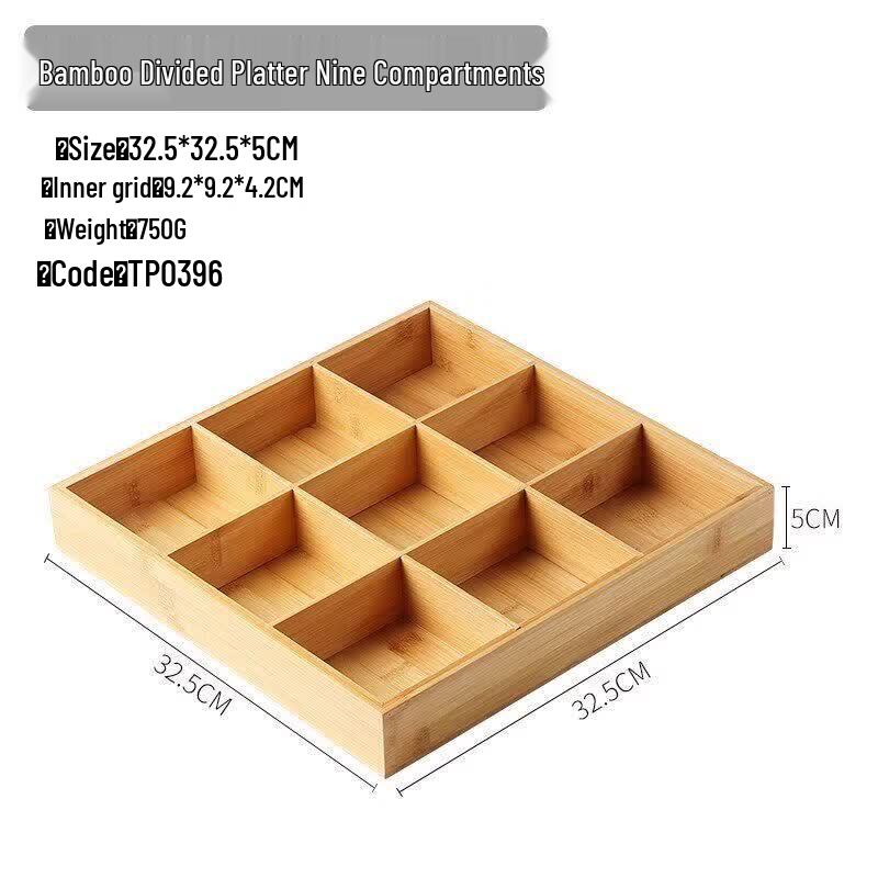 Wooden Multi-Grid Tea and Snack Serving Tray