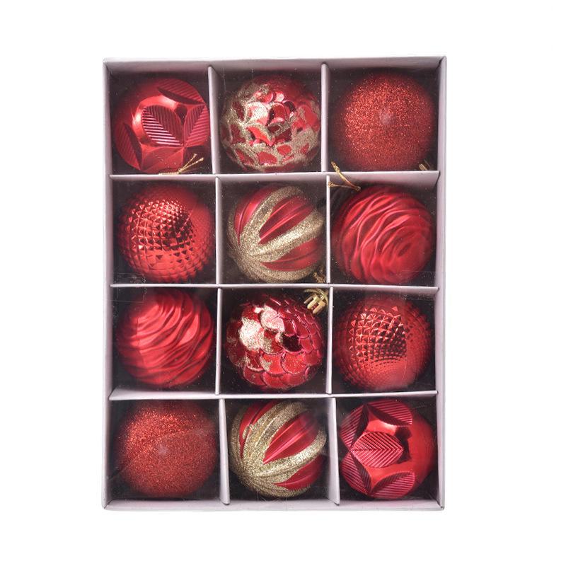 12pc Painted Christmas Ball Set - 6cm Ornaments for Tree & Holiday Decor