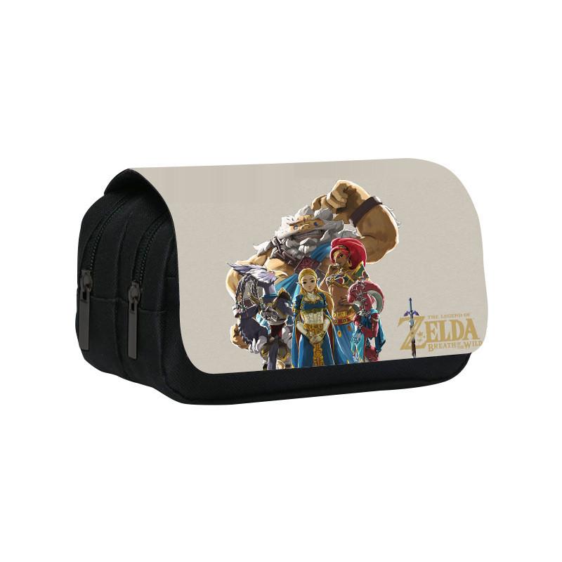 Zelda Themed Pattern Double Layer Flip Cover Stationery Storage Pencil Bag For Students And Office Use