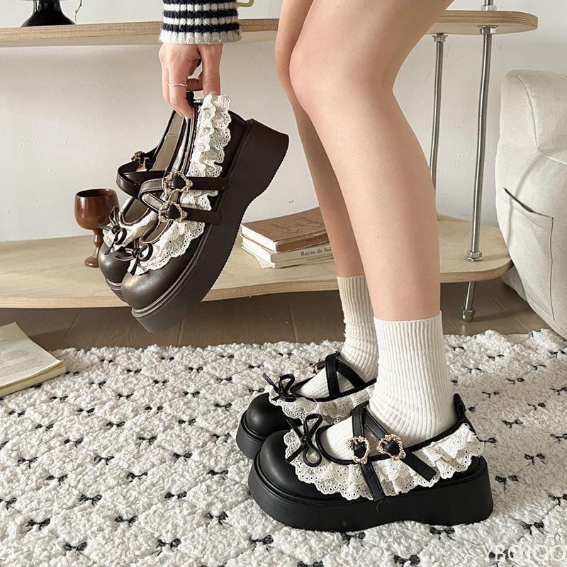 Fashionable Versatile High Heels Elegant Minimalist Women's Shoes Spring New Round Toe Thick Soled Butterfly Cute Single Shoes