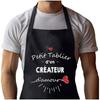 Kitchen Apron - Love Creator - Black - Durable Cotton - Breton Print