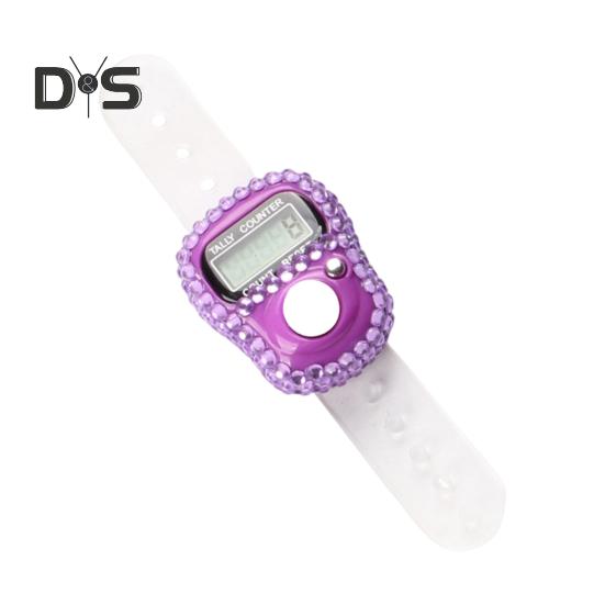 

Электронный счетчик со стразами, портативное легкое ручное счетное кольцо с цифровым ЖК-дисплеем, сбрасываемый мини-счетчик фиолетовый