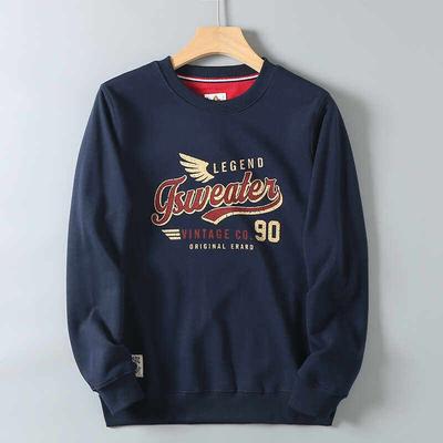 320g Heavyweight American-Style Terry Cotton Pullover Sweatshirt for Men, Spring and Autumn, Vintage Print, Long-Sleeve Casual Top