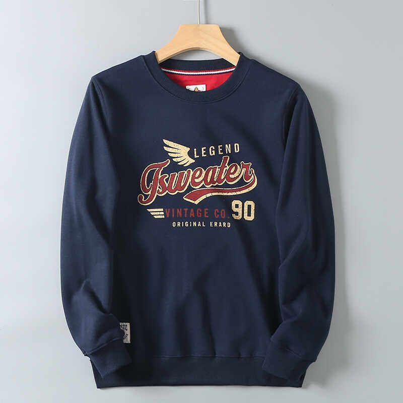 320g Heavyweight American-Style Terry Cotton Pullover Sweatshirt for Men, Spring and Autumn, Vintage Print, Long-Sleeve Casual Top