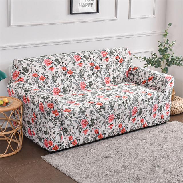 1 2 3 4 Seater Flowers Printed Sofa Cover Elastic Spandex Sofa Slipcover Stretch Sofa Covers For Living Room Furniture Protector