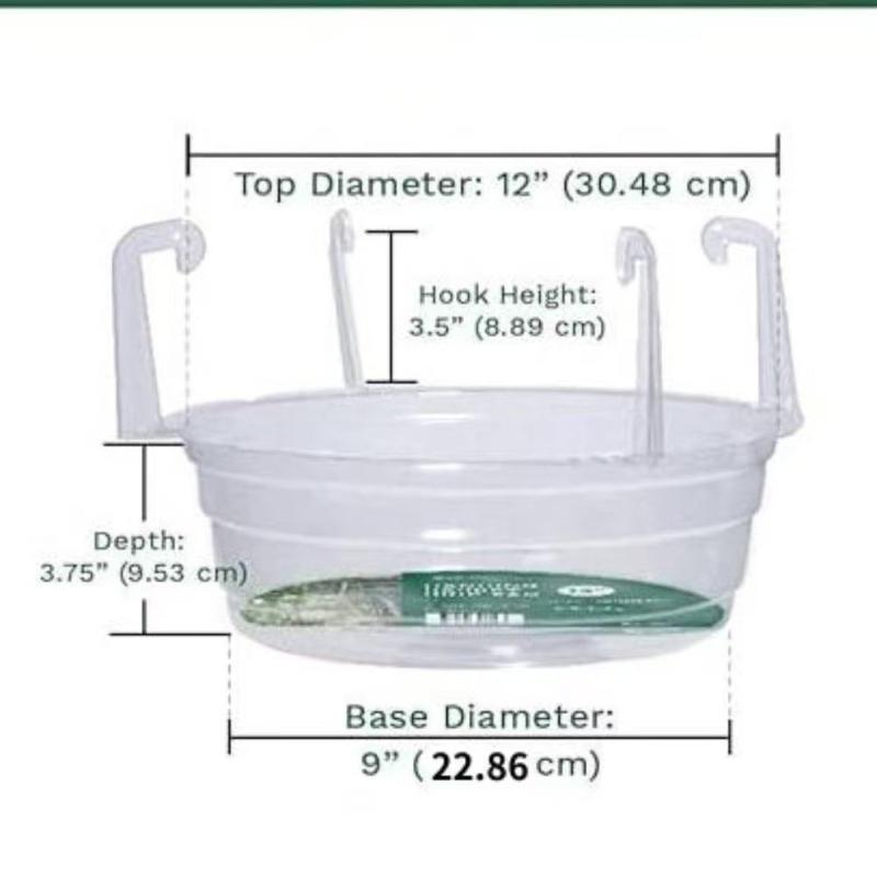 5Pcs Clear Round Plastic Hanging Plant Tray With Built-In Hook Drip Base For Indoor & Outdoor Hanging Baskets 8In 10In 12In