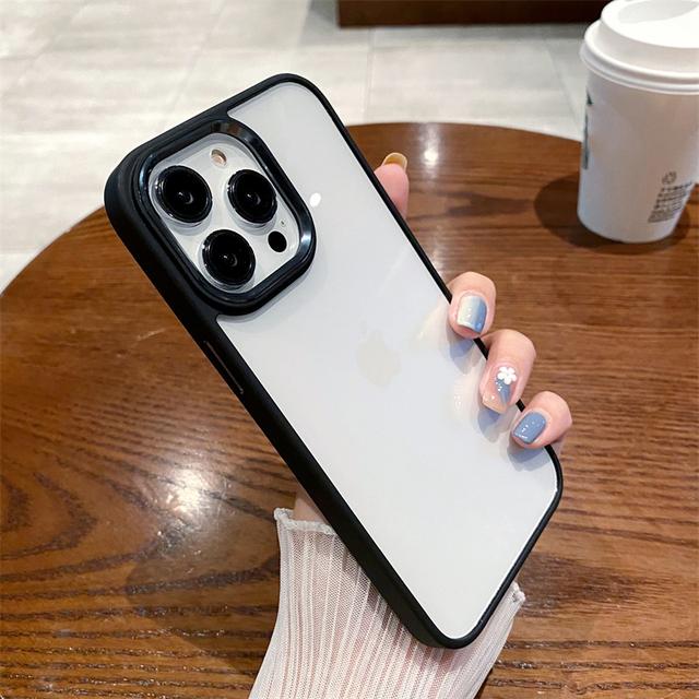 Purple Plating Lens Frame Transparent Phone Case For Iphone 14 Pro Max 11 12 13 Pro Max Camera Protection Clear Shockproof Cover