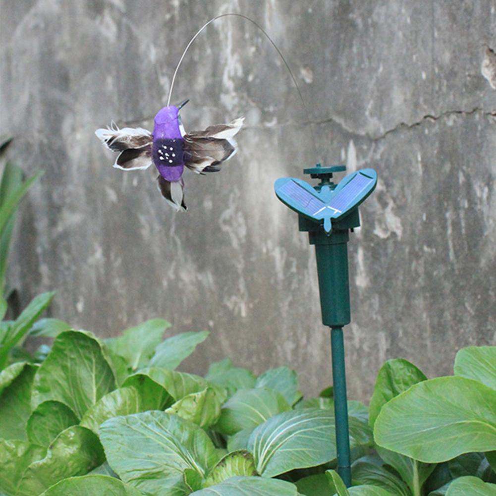 Solar Powered Hummingbird Realistic Solar Energy Bird Toy Flying Dancing Hummingbirds Garden Stake Patio Decoration