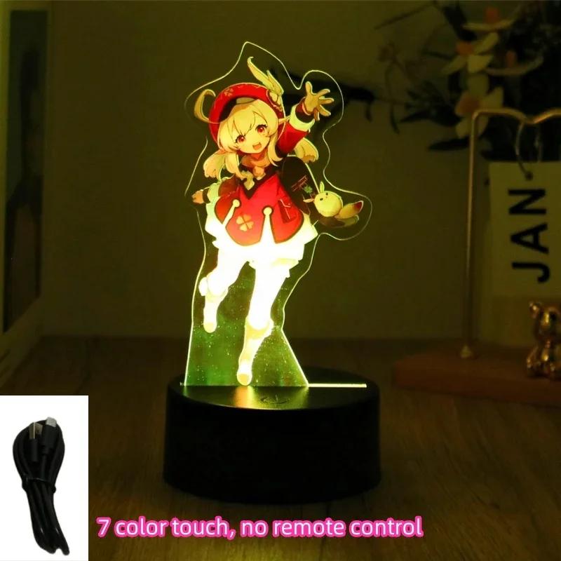 Genshin Impact 3D Lamp LED Night Light Anime Figures Zhongli Raiden Shogun Remote RGB Dream Colors Kids Bedroom Home Decor Gifts