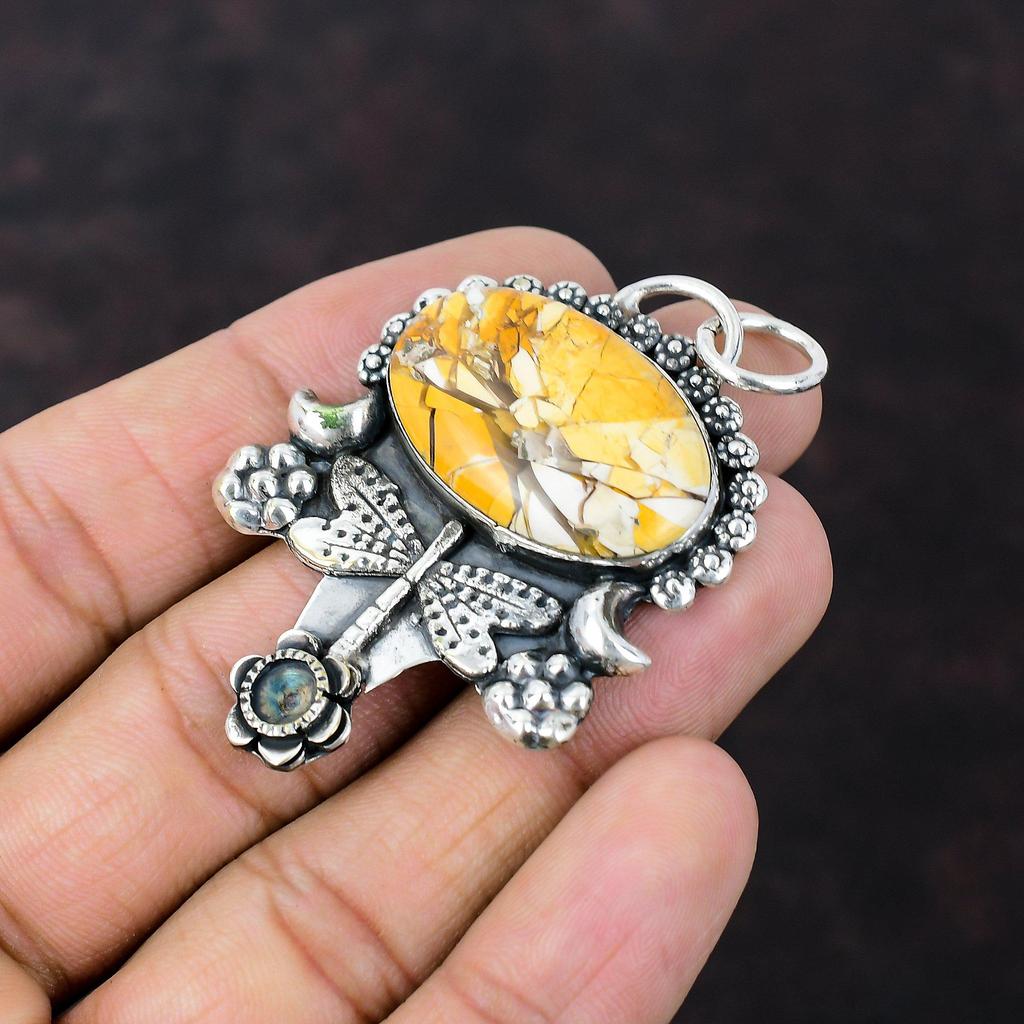 Brecciated Mookaite Pendant Handmade Jewelry 925 Sterling Silver Pendant Original Gemstone Jewelry Amazing Dragonfly Pendant Gift For Friend