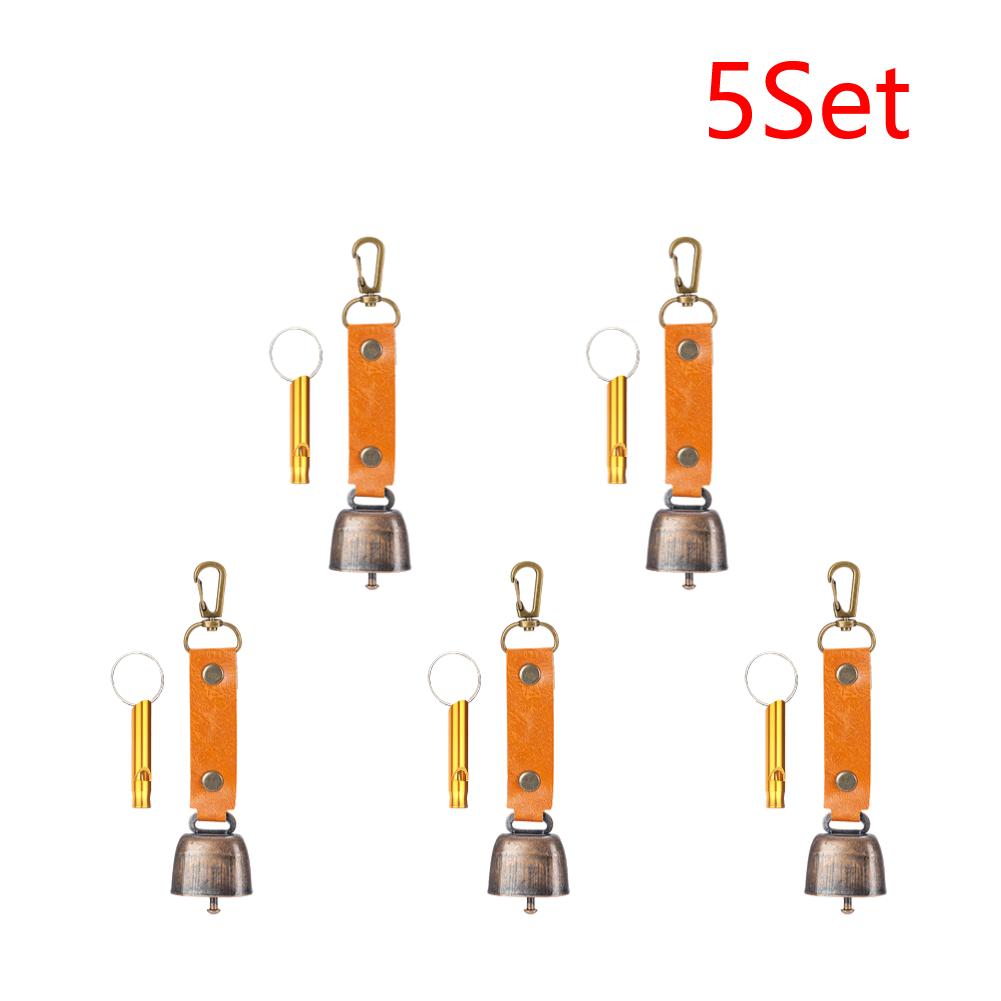 2-10Set Loud Bear Bell with Emergency Whistle Bear Repelling Bell Hanging Bear Bell for Outdoor Camping Survival Hiking Climbing