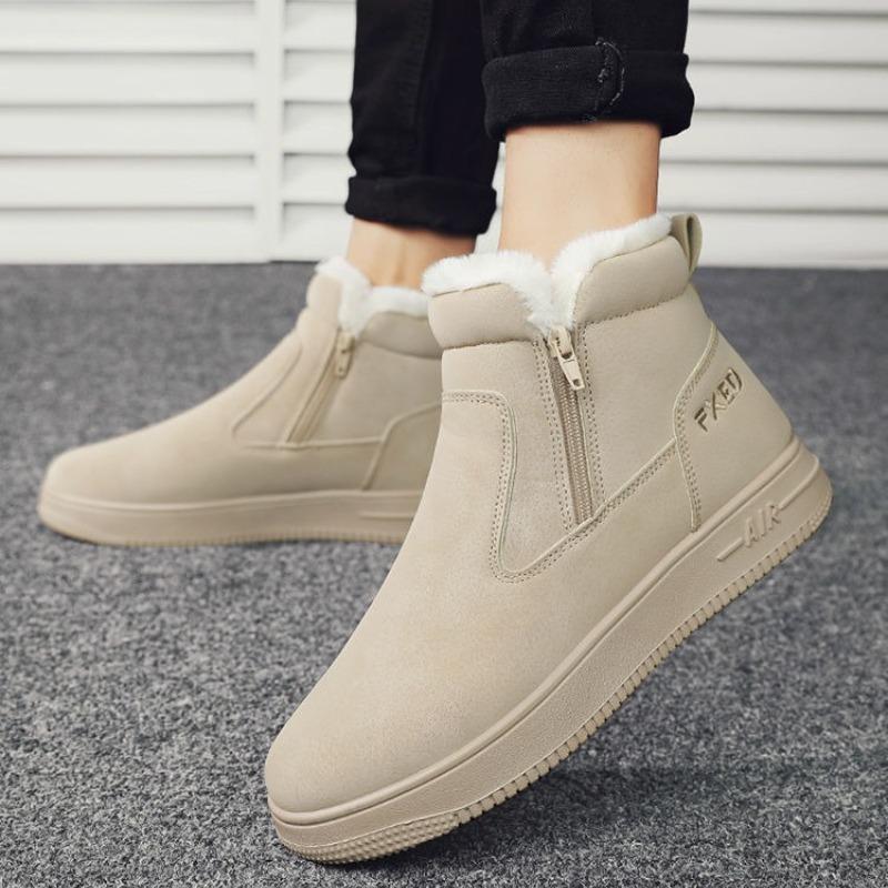 Herren Übergröße Dicke Sohle Winter Warm Fell Eins Schneestiefel Gepolstert Gefüttert Stiefeletten Rutschfest Wandern Lässig Sport Baumwollstiefel