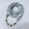 Chic Printed Scarf Necklace with Pearl and Bead Accents – Lightweight Chiffon Infinity Scarf for Women, Fashion Statement Accessory