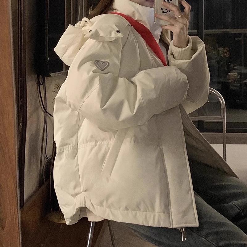 2024 Gray Cotton-Padded Jacket for Girls - Autumn/Winter Style for Middle/High School Students