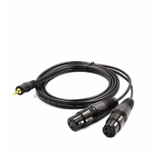 WV-9211-1.5B: Two XLR Canon Female to 3.5mm Stereo Mini Plug Unbalanced Line Cable (1.5m, Black)