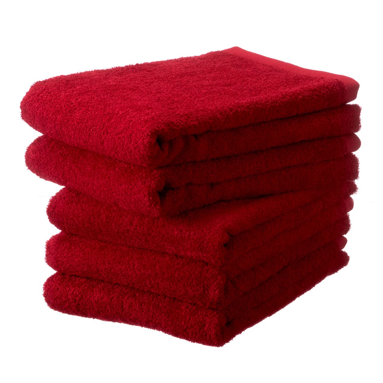 

Set of 5 Japanese-made Senshu Towels (approx. 60 x 120 cm), Red, for Hotel and Bath Use