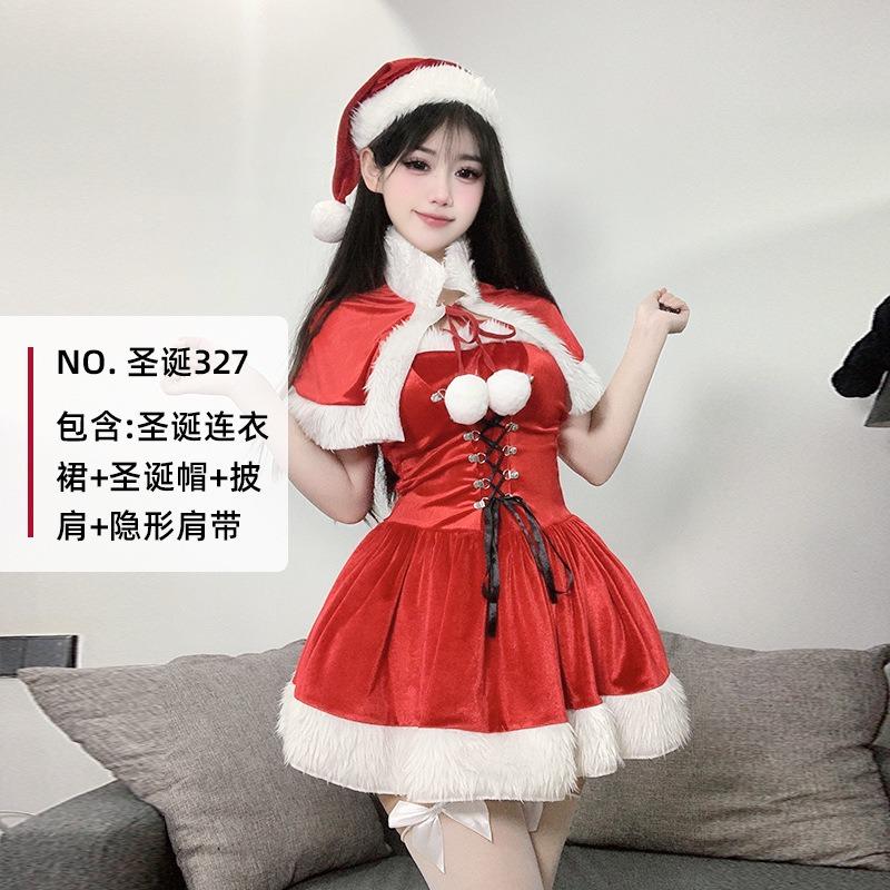 Sexy Sexy Christmas Dress Pure Honey Velvet Dress Set New Robe Cosplay Seduction