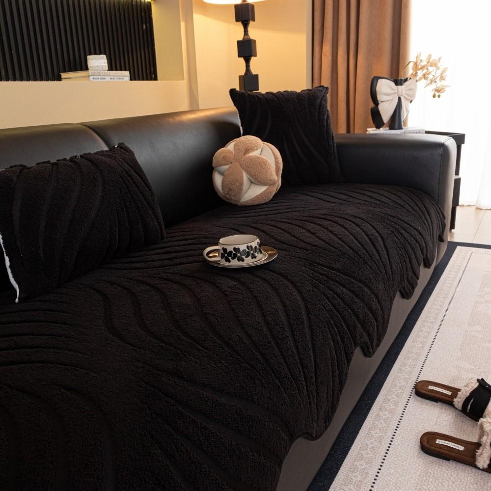 Solid Sofa Cushion Winter Plush Non-Slip Sofa Throw Cover Soft Fuzzy Furniture Protector Couch Pad Irregular Fleece Thick Mats
