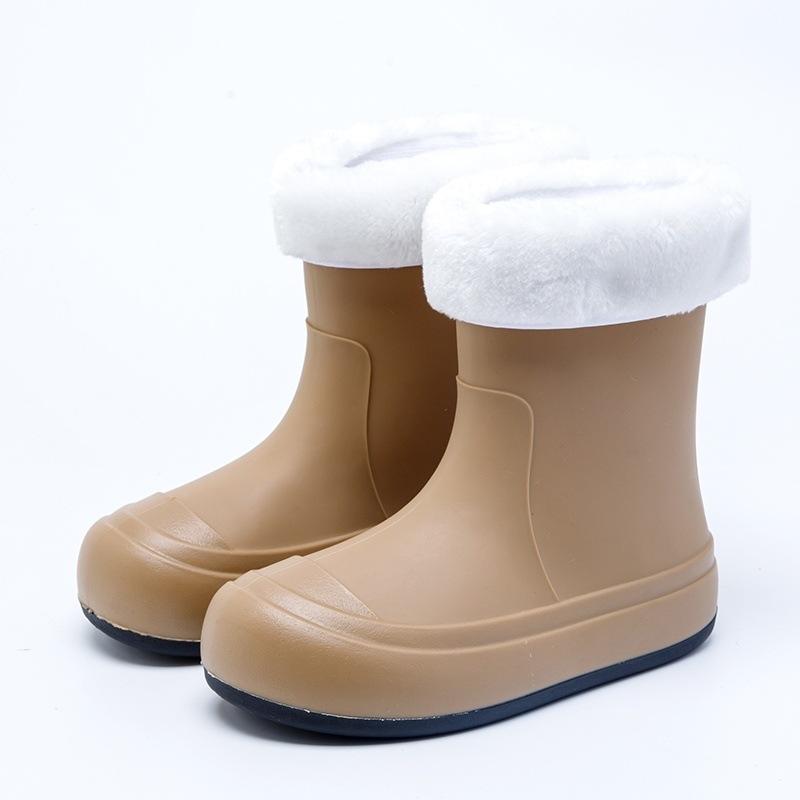 Japanese cute children's parent-child rain shoes women's students middle and older children's non-slip soft-soled rain boots velvet super soft waterp