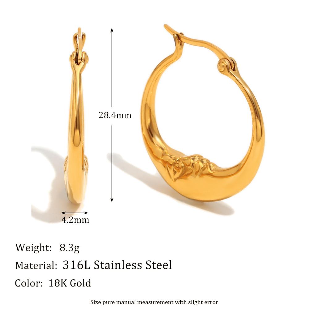 

E.B.belle New Abstract Moon Hoop Earrings Gold/Silver Color Stainless Steel Round Hypoallergenic Women Chic Jewelry золотий