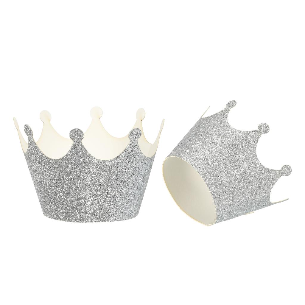 24 Pack Cupcake Wrappers Paper, Baking Cups Standard Crown Decoration for Anniversary Birthday Weddings and Parties, Blue