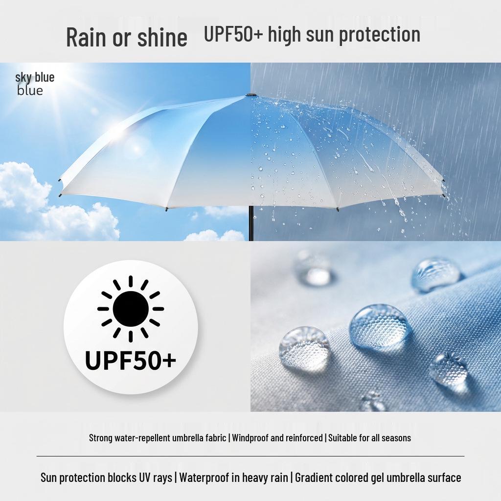 Compact Six-Fold Sun & Rain Umbrella with UV Protection for Women