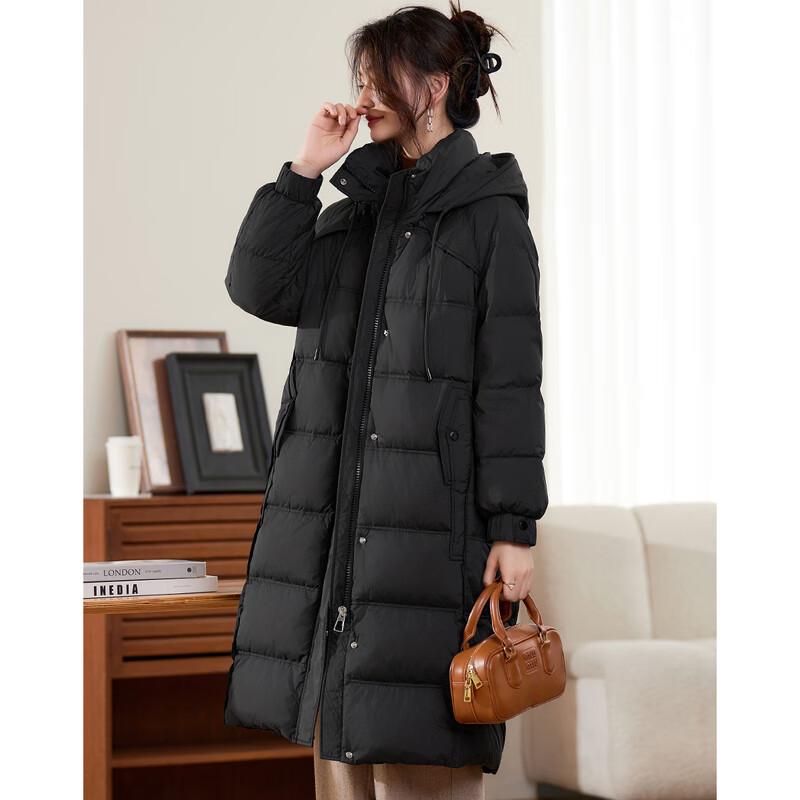 Women's Elegant Hooded Mid-Length Down Jacket