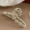 Hibiscus Camellia Flower Hairpin Large Size Grab Clip Female Summer Shark Clip Headdress Pearl Hairpin