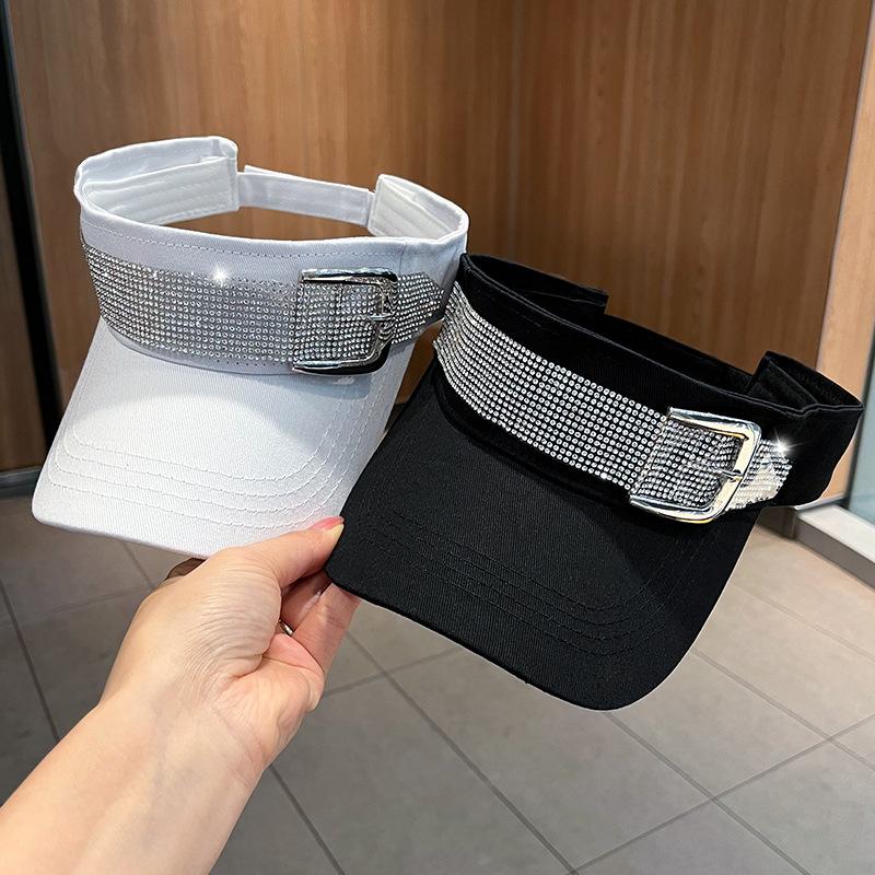 Rhinestone Buckle Stylish Sunshade Casual Versatile Spring Summer Open-top Hat for Women Outdoor Sun Protection Small Sun Hat