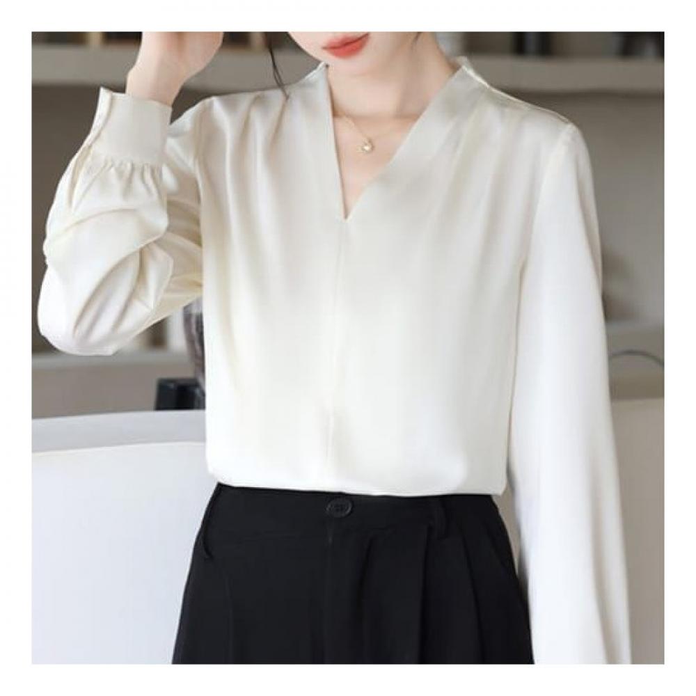NaVaVa Women Solid V Neck Long sleeVe Blouse Nb2313