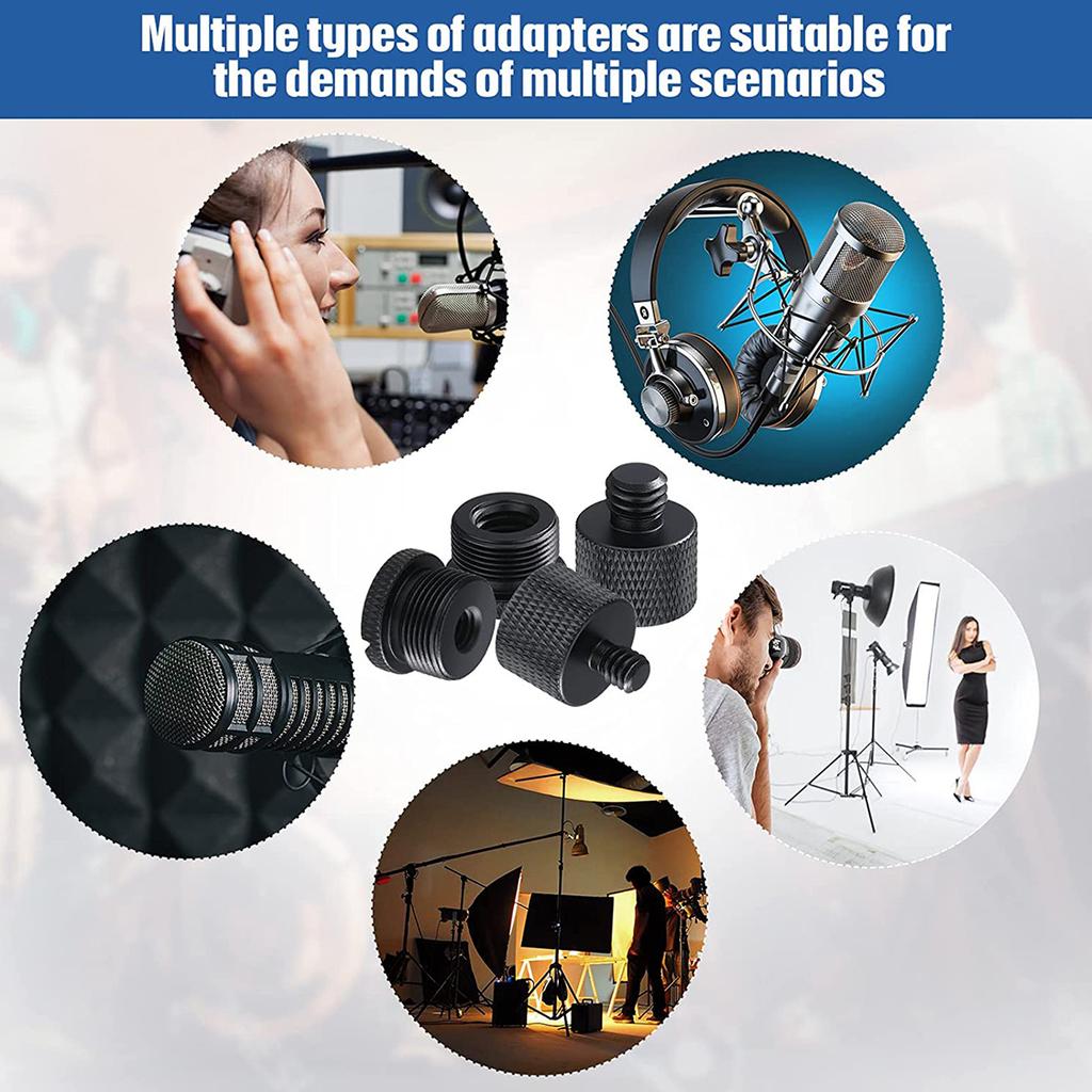 8 Pcs Mic Stand Adapter Aluminum Microphone Thread Adapter Kit Bracket Conversion Screw for Camera Microphone and Recorder Stand