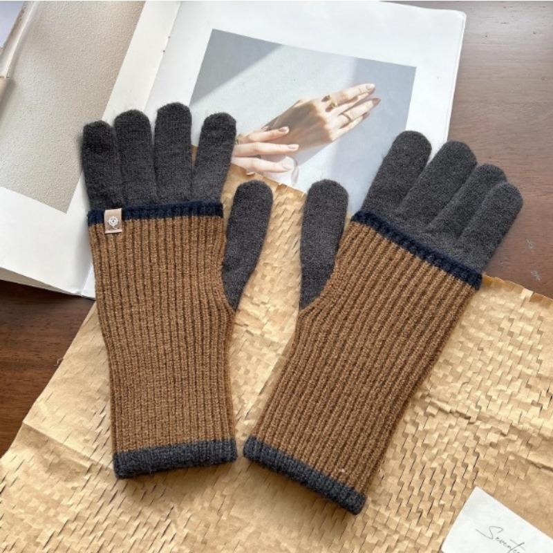 

Пара Велосипедные Лыжные Сенсорные Мужские и Женские Цветные Трикотажные Перчатки Корейская Версия Длинные Теплые Студенческие Велосипедные Перчатки Осень