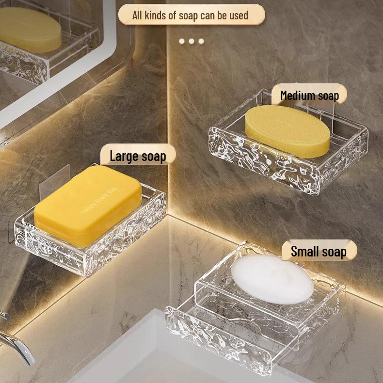 Punch-Free Wall-Mounted Soap Dish: High-End Draining Organizer for Bathroom & Laundry