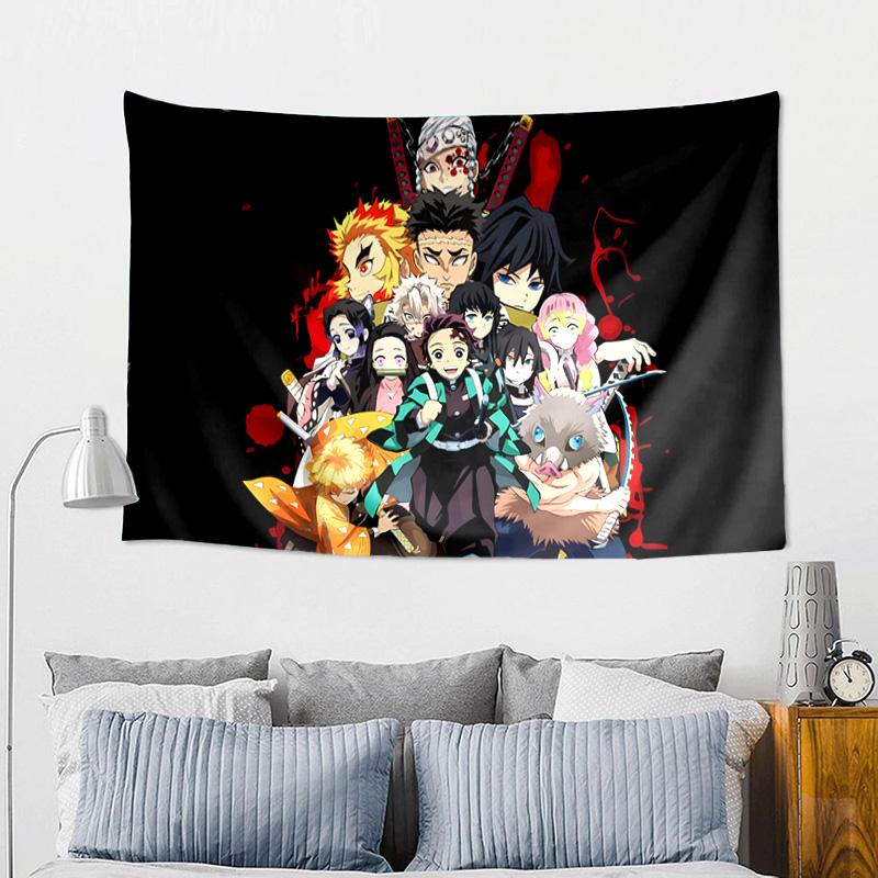 Demon Anime Group Tapestry, Unique Design Tapestry, Wall Decor for Bedroom,Livingroom, Playroom,Heartwarming Fan Holiday Gifts