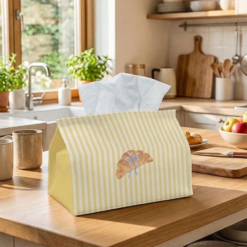 1pc Minimalist Modern Tissue Box, Croissant Food Yellow Stripes Perfect for Outdoor Gatherings, Daily Desktop Use, And Suitable for Bedrooms, Living R