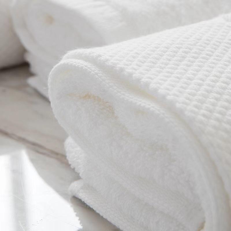 5 Star Hotel Face Hand Bath Towel Set 100% Cotton White Custom Logo Quick Dry Woven Solid Color Square Design