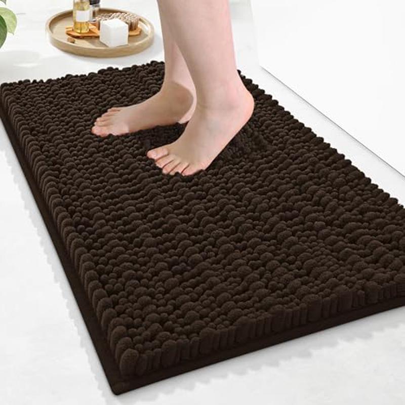 Tappetino da Bagno in Ciniglia Olanly Extra Morbido Shaggy Tappetino da Bagno Antiscivolo Tappeto da Pavimento per Bagno Assorbente Acqua Peluche Microfibra Tappeti Doccia